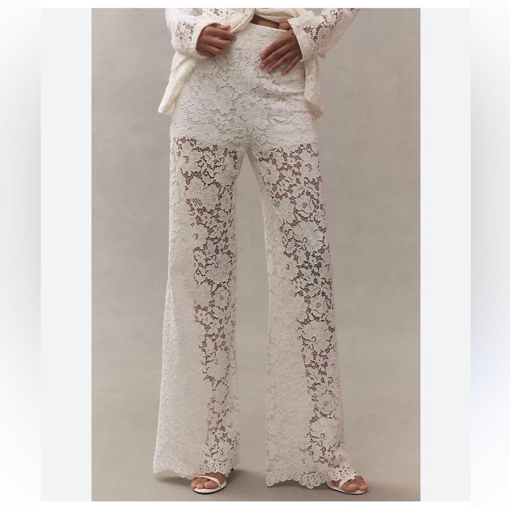 Elegant Lace Pants in Cream with Built In Shorts Lining